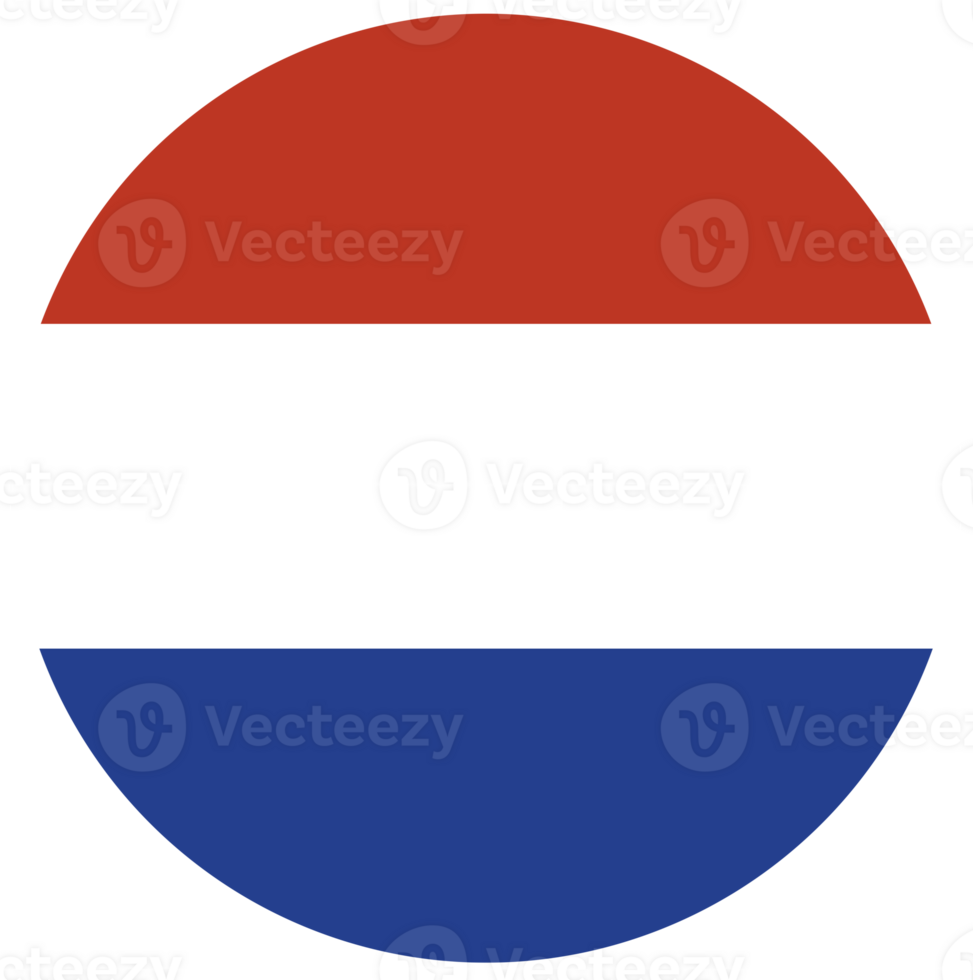 Round Netherlands flag in circle, shape. Netherlands flag button. png