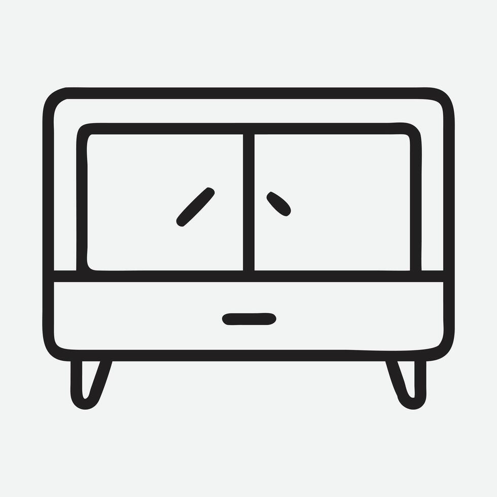 Charming Toy Chest Icon in Clean Line Art Style vector