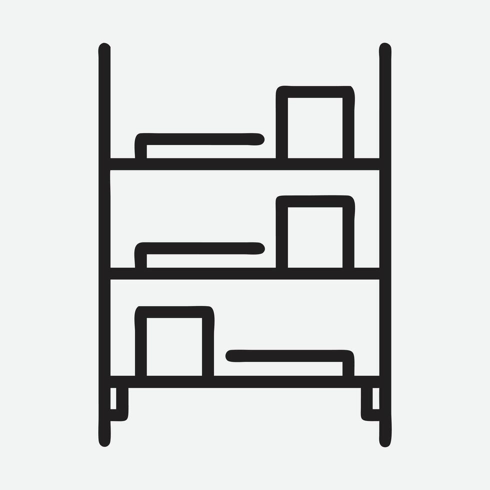 Modern Shelf Unit Icon in Clean and Minimalist Line Art Style vector