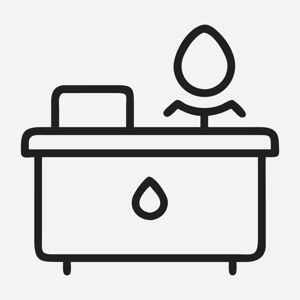 Elegant Drop-Front Desk Line Art Illustration in Minimalist Style vector