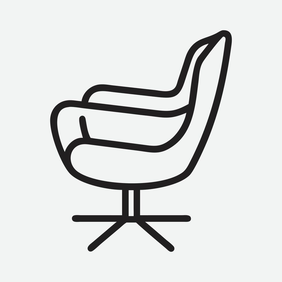 Elegant Danish Modern Chair Icon in Minimal Line Art Style vector