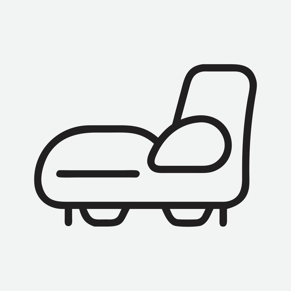 Elegant Slipper Chair Line Art Illustration in Minimalist Style vector