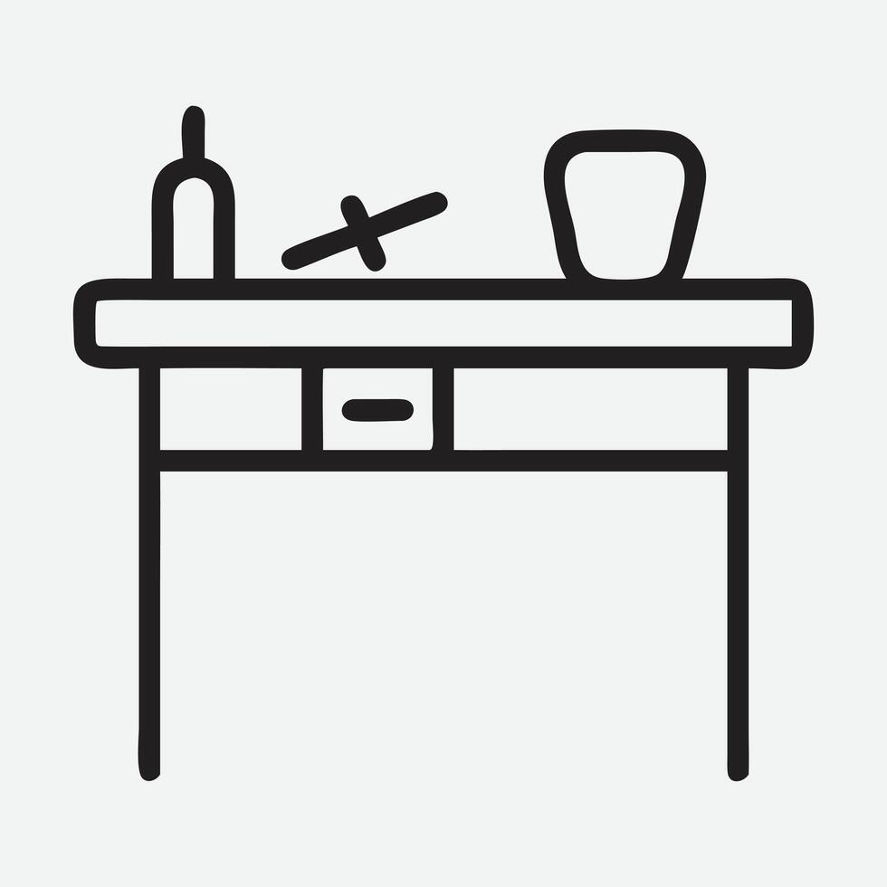 Elegant Craft Table Icon in Minimalist Line Art Style vector
