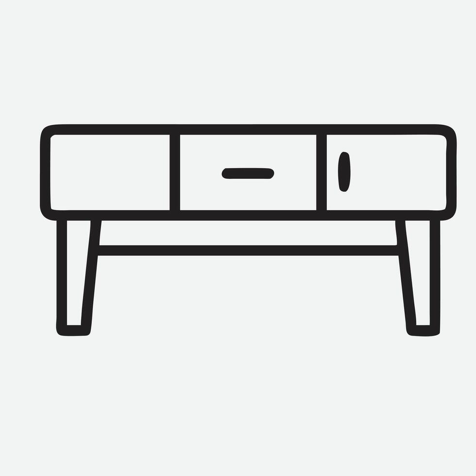 Elegant Sofa and Table Icon in Modern Line Art Style vector