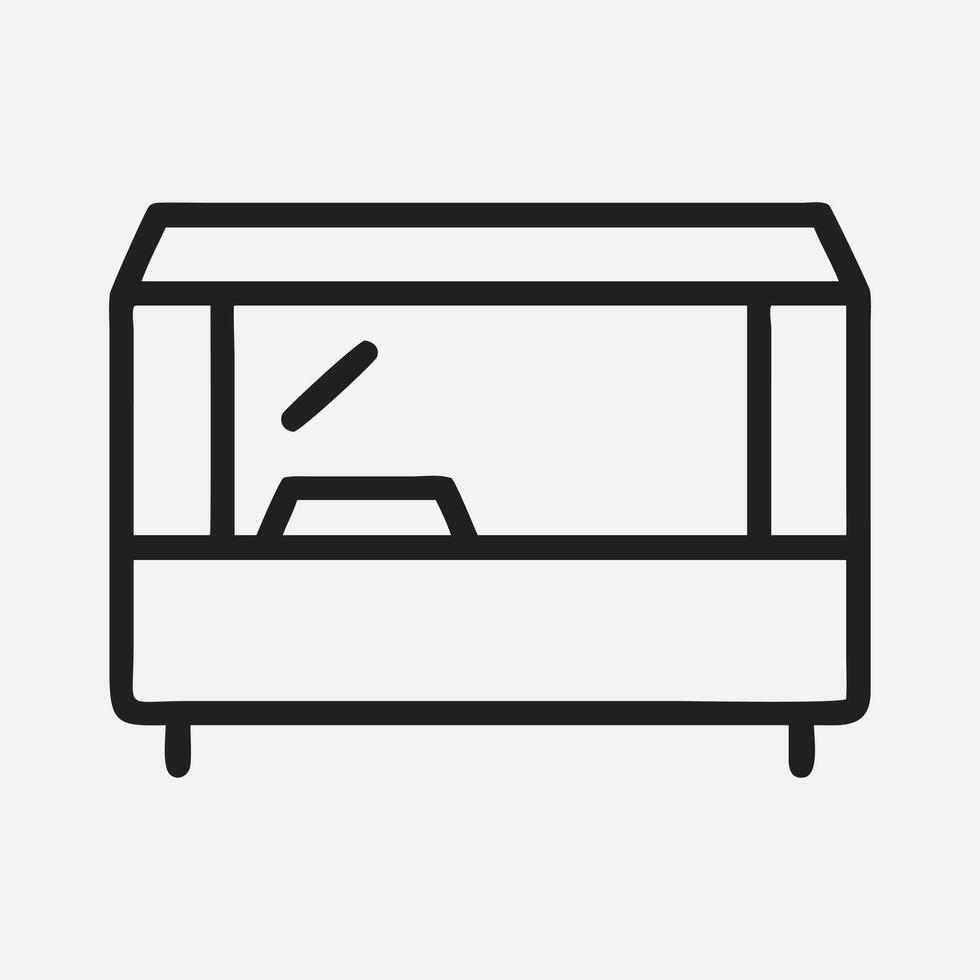 Elegant Display Case Icon in Minimalist Line Art Style vector