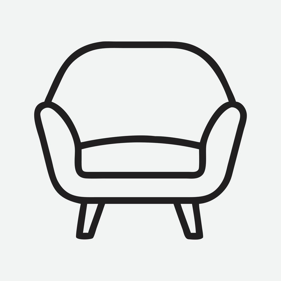 Elegant Slipper Chair Icon in Minimalist Line Art Style vector
