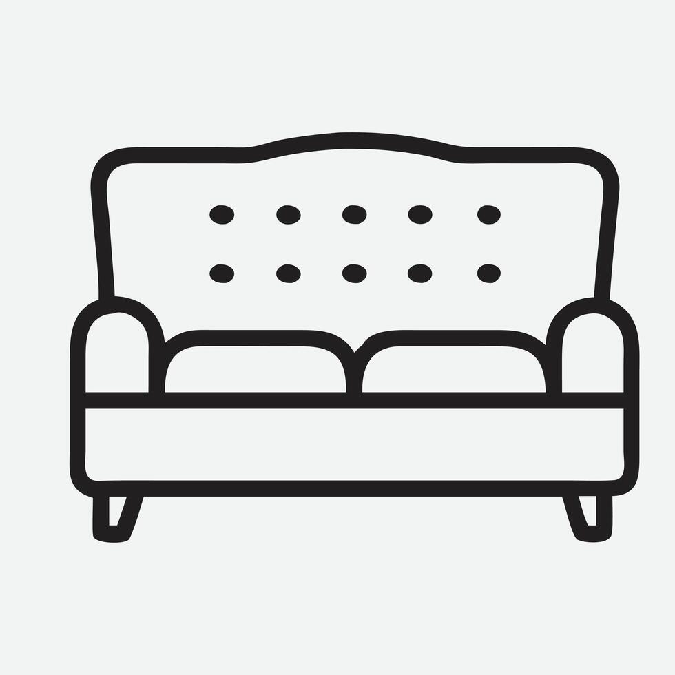 Elegant Upholstered Bed Icon in Clean Line Art Style vector
