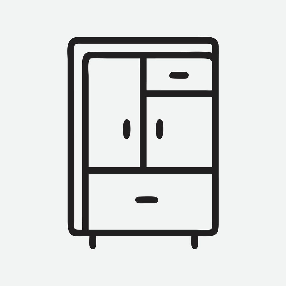Modern Shoe Cabinet Icon in Clean Line Art Style vector