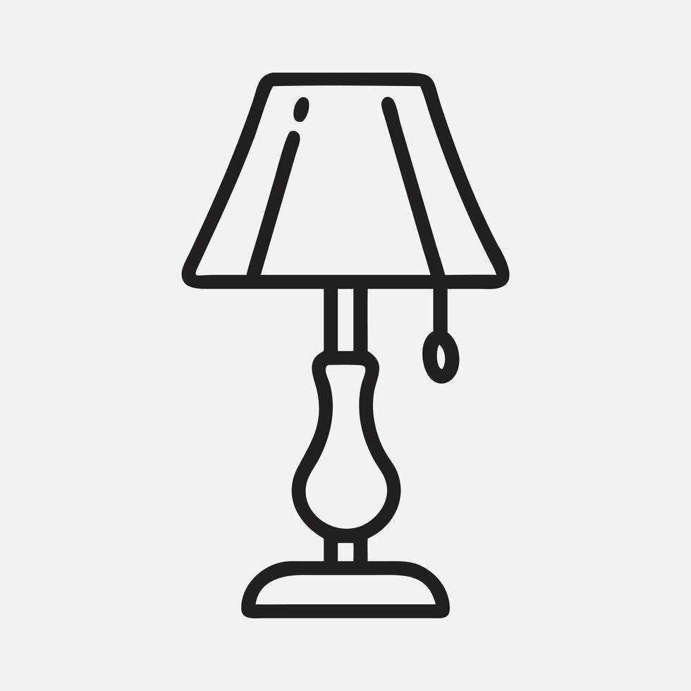 Elegant Drum Shade Lamp Line Art Illustration Minimalist Home Decor Sketch vector