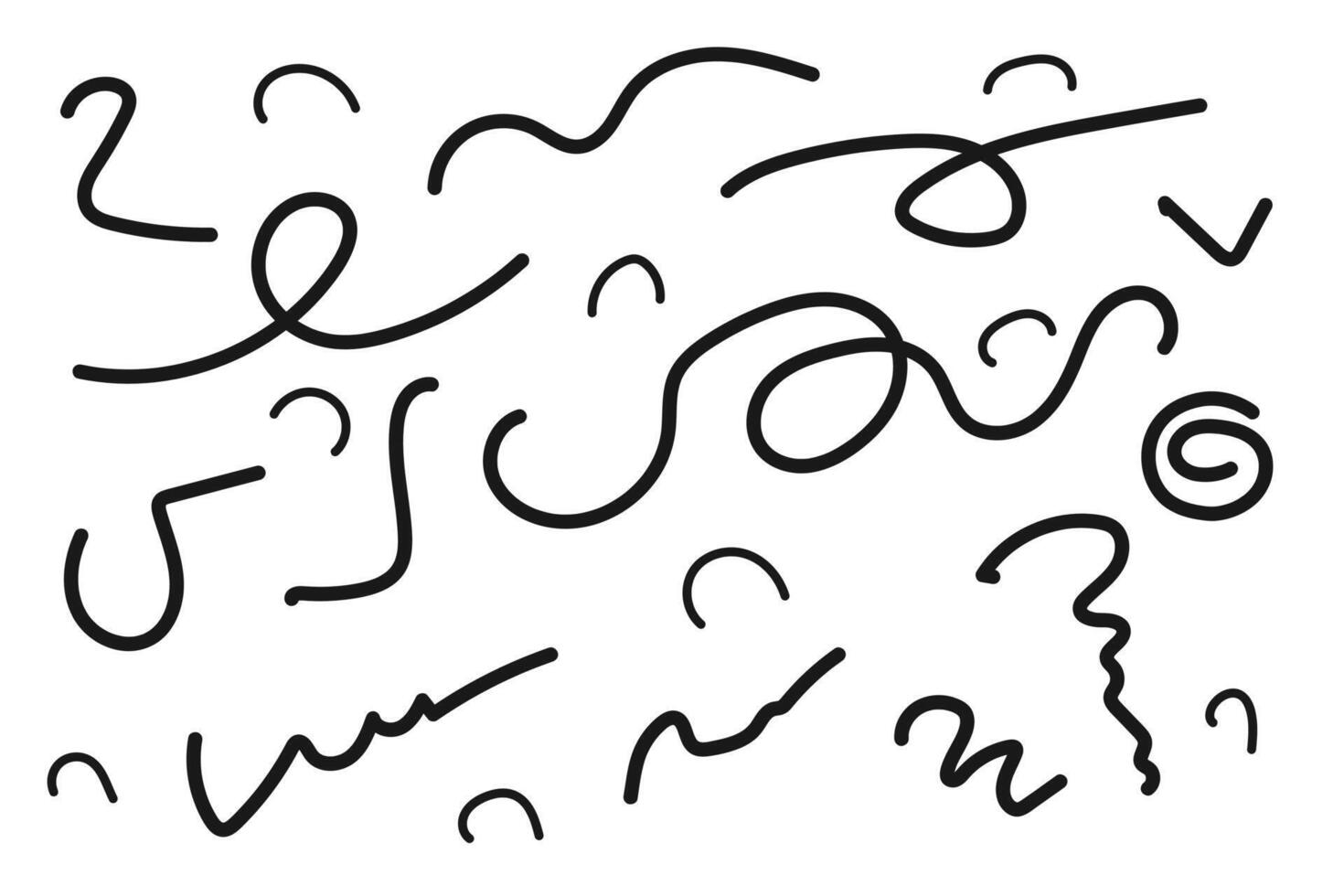 Handdrawn doodle sketch with swirling lines and curves. Random doodles strokes and loops vector
