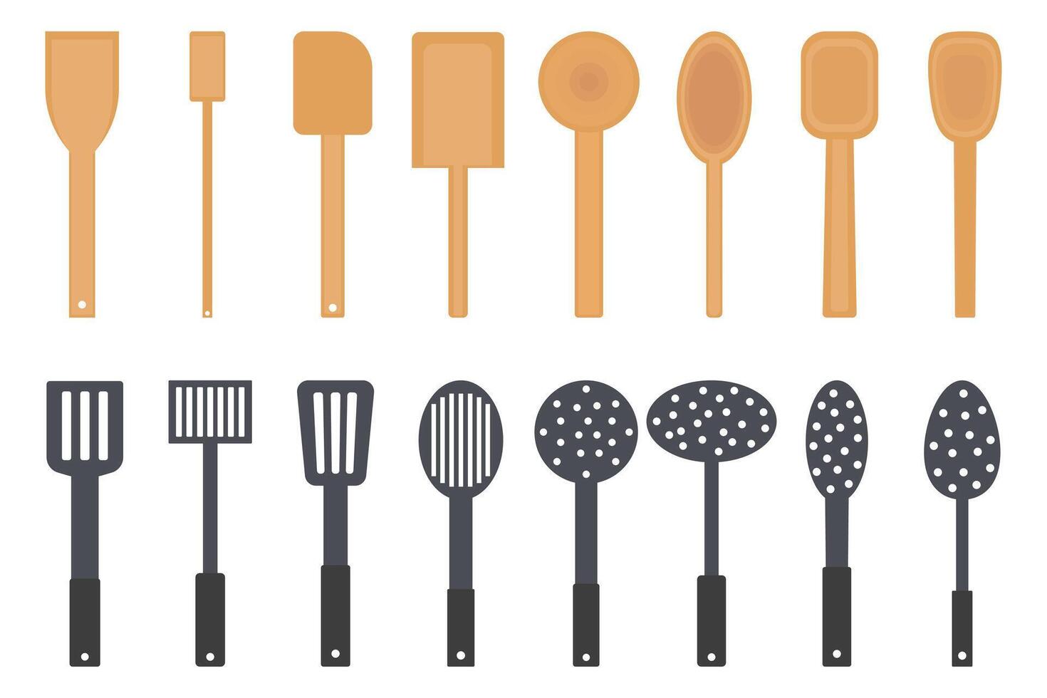 Set of kitchen utensils for cooking and meal preparation tasks. Kitchen tools for baking vector