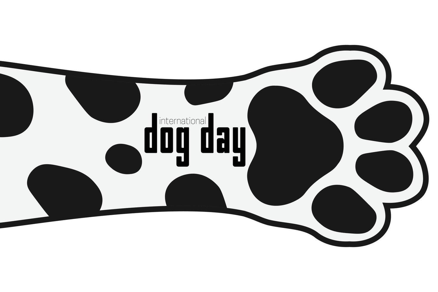 International Dogs Day paw print. Black white dalmatian pattern design vector