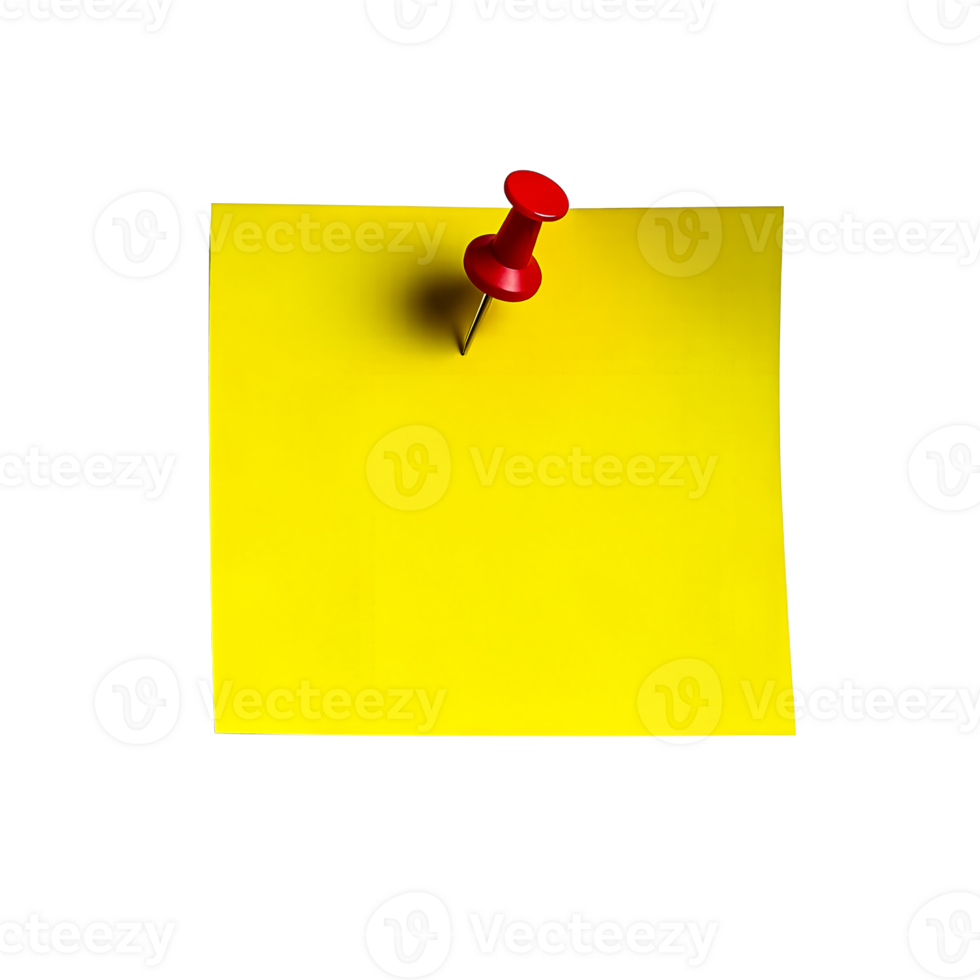 Sticky Note with Push Pin, Empty Yellow Paper Sticky Notes png
