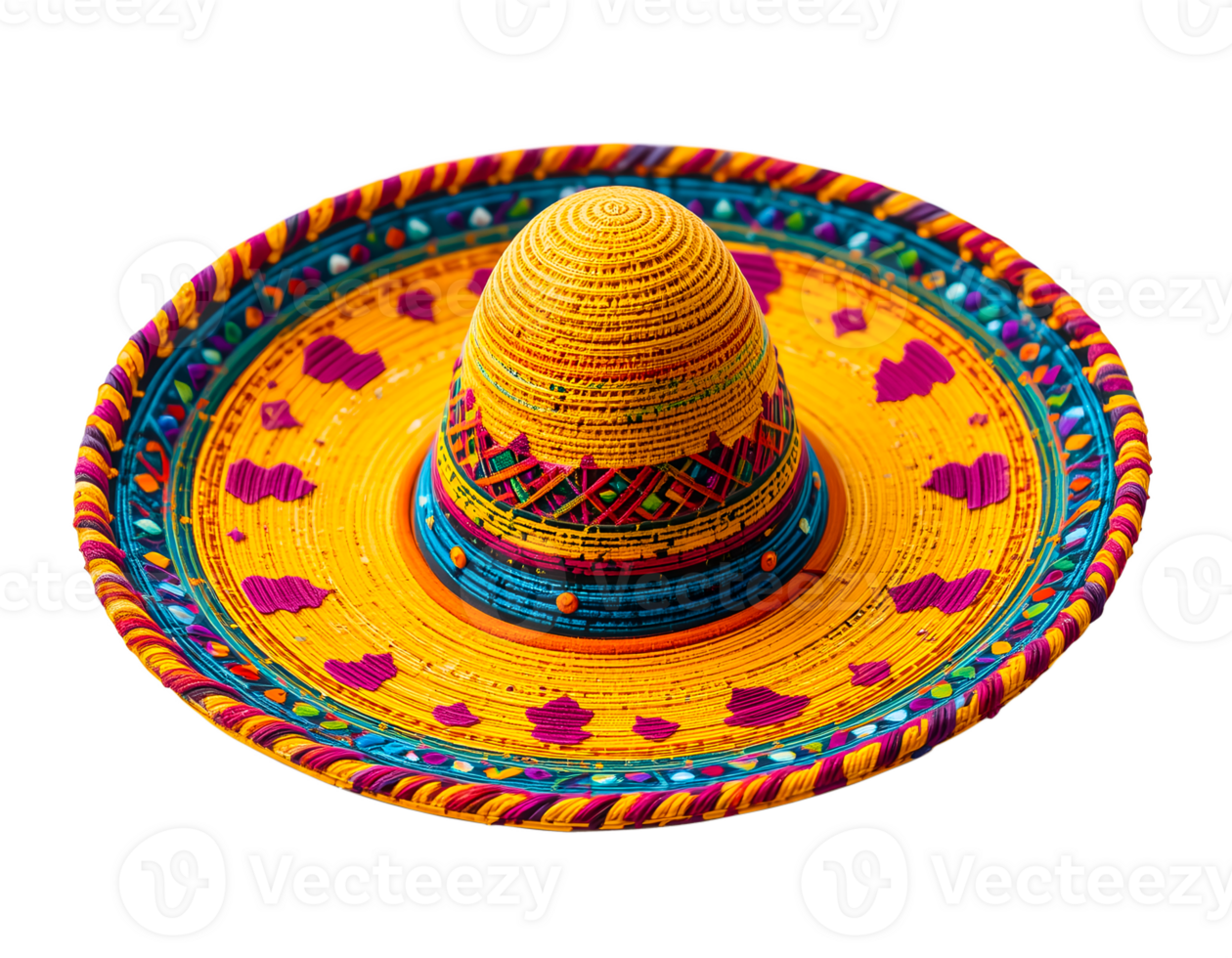 Mexican Sombrero Hat, Vibrant Colorful and ornate mexican sombrero traditional hat with vibrant patterns and designs png