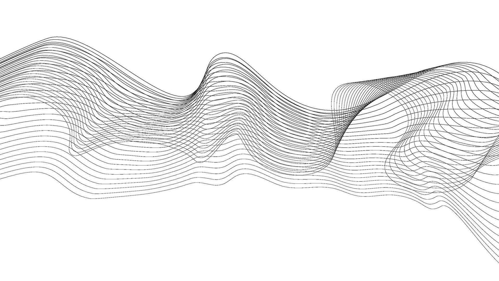 Black Line Wave Background, Abstract Curved Lines on White vector