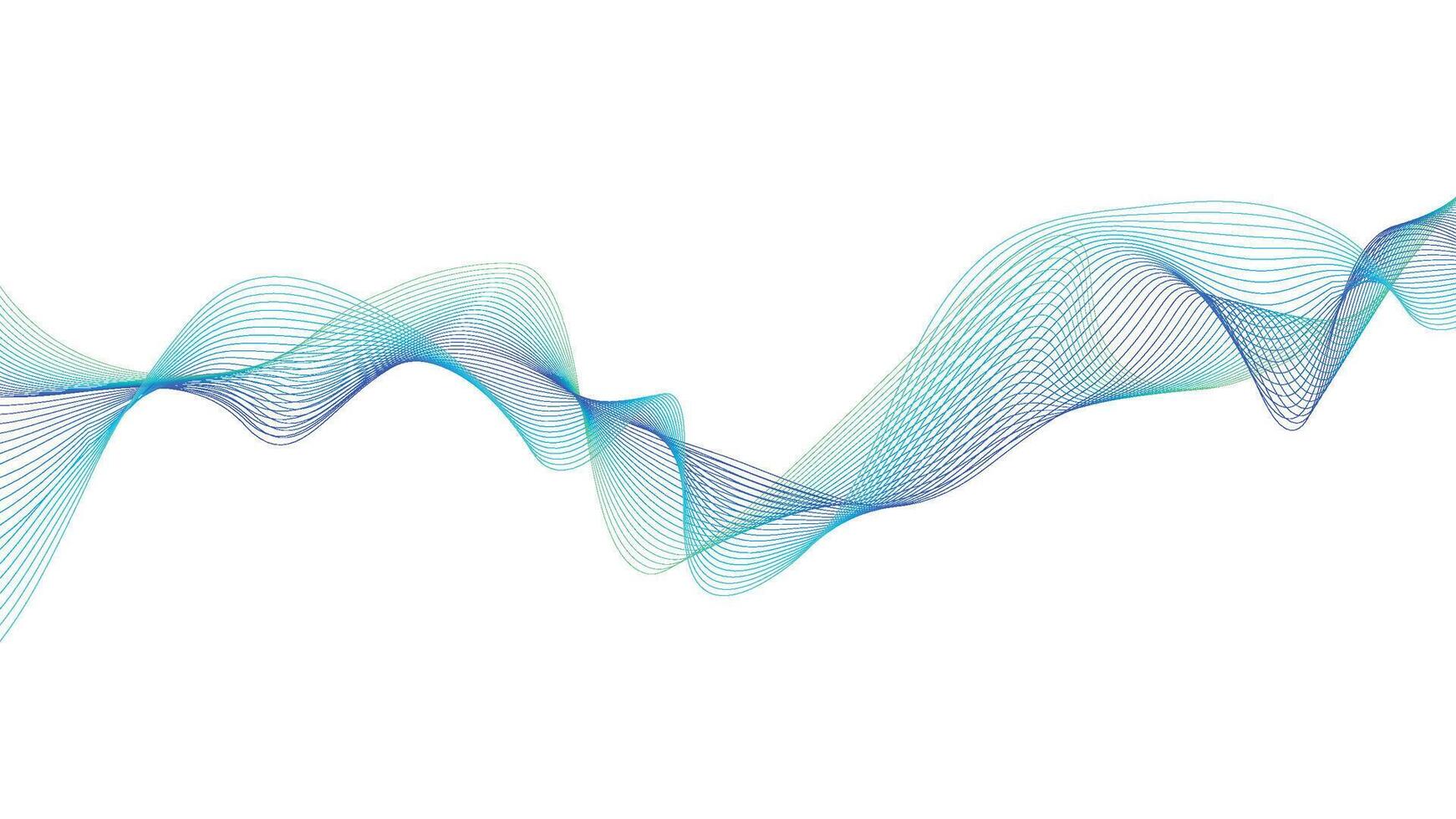 Blue and Green Wave Line Background, Abstract Flowing Curves Design vector