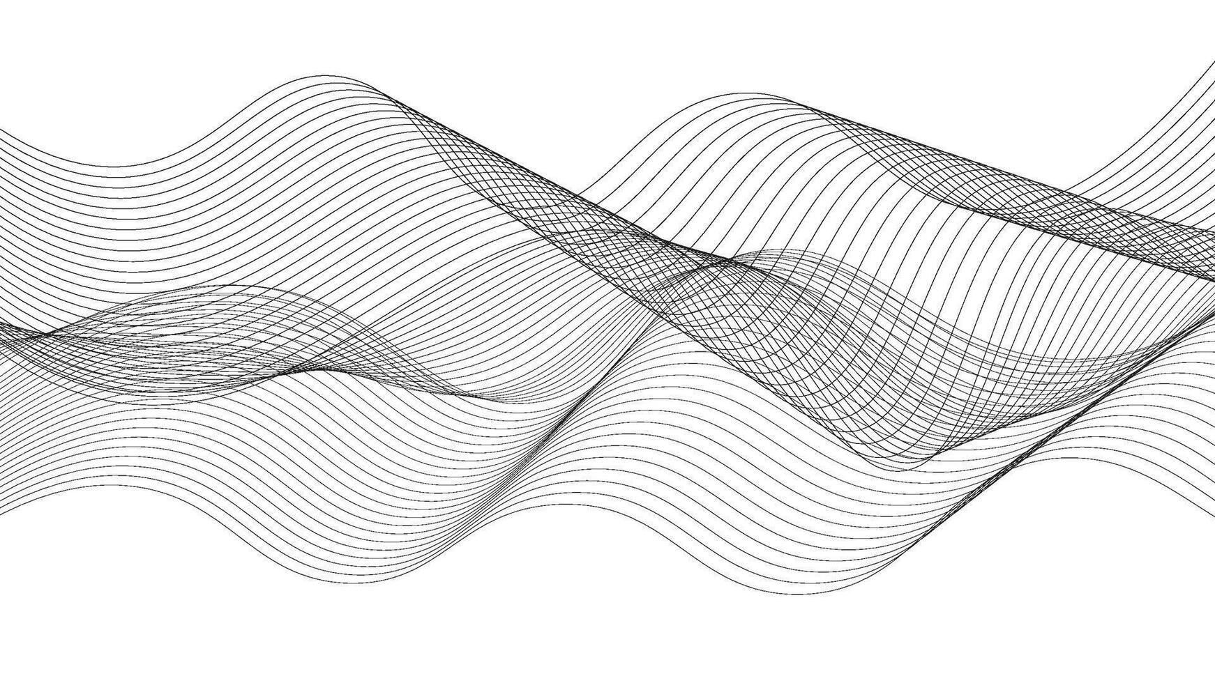 Black Wavy Line Pattern on White Background vector