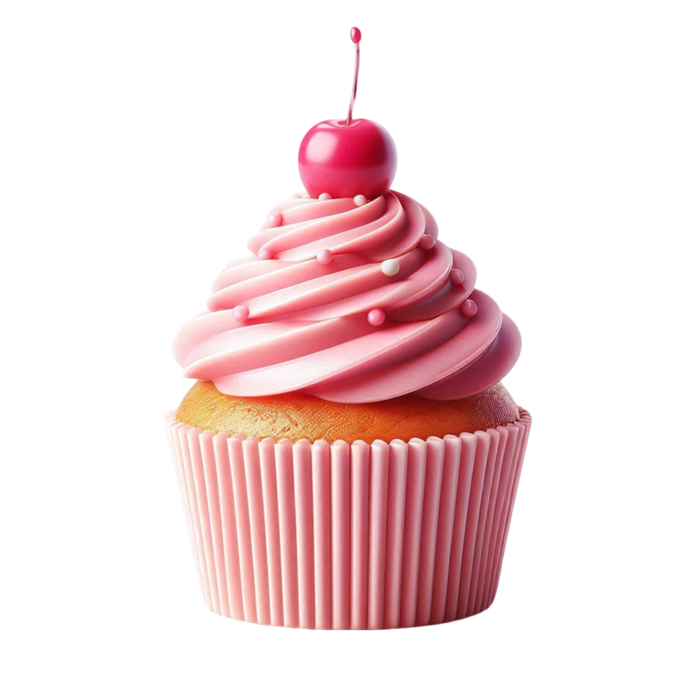 Pink Cupcake with Swirled Icing png