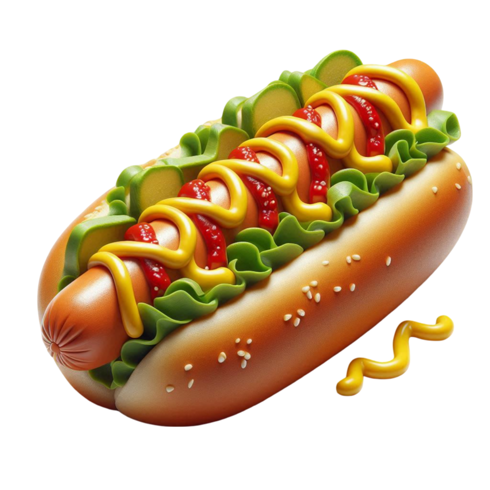 Loaded Hot Dog with Pickles and Mustard png