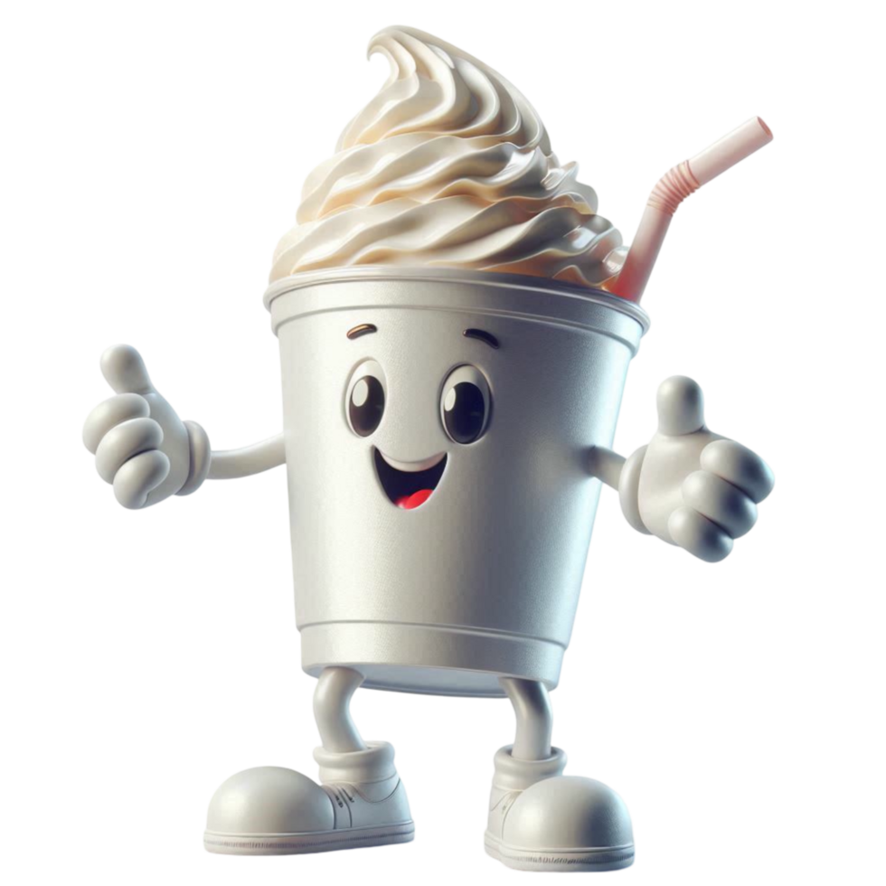 Cute Whipped Cream Topped Drink Character png