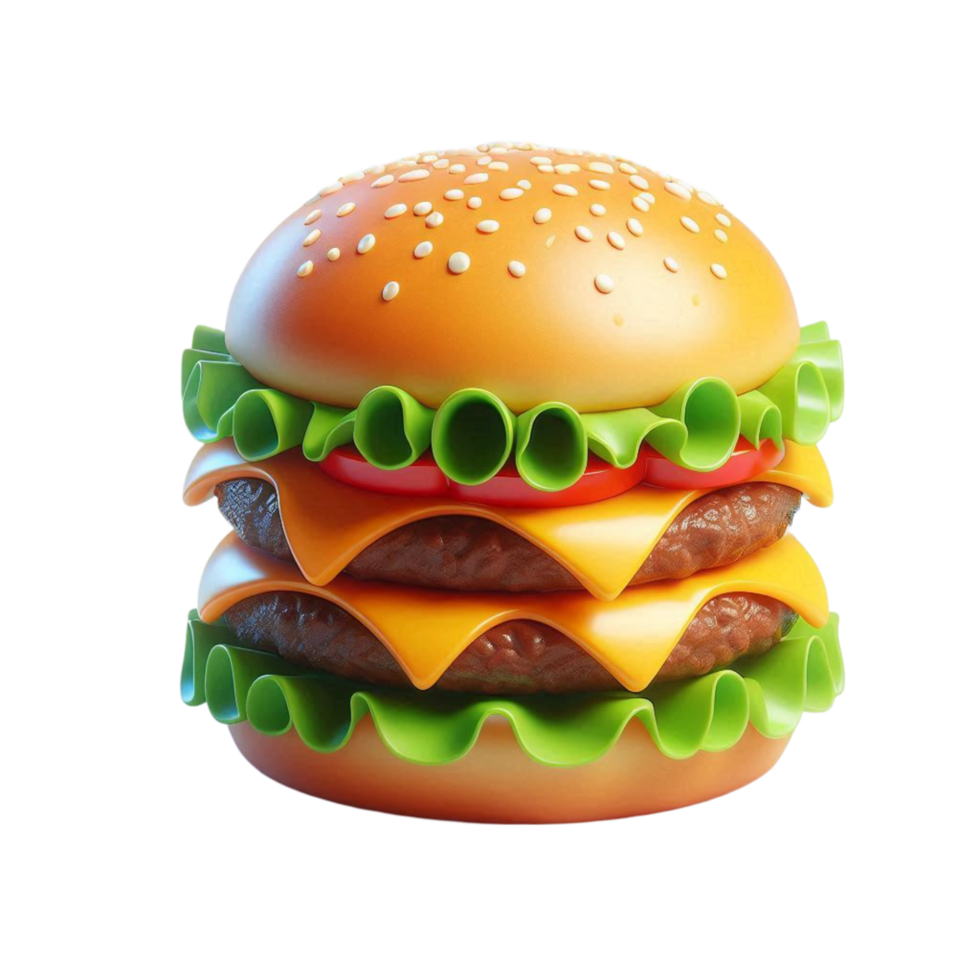 Cheeseburger with Lettuce and Tomato png