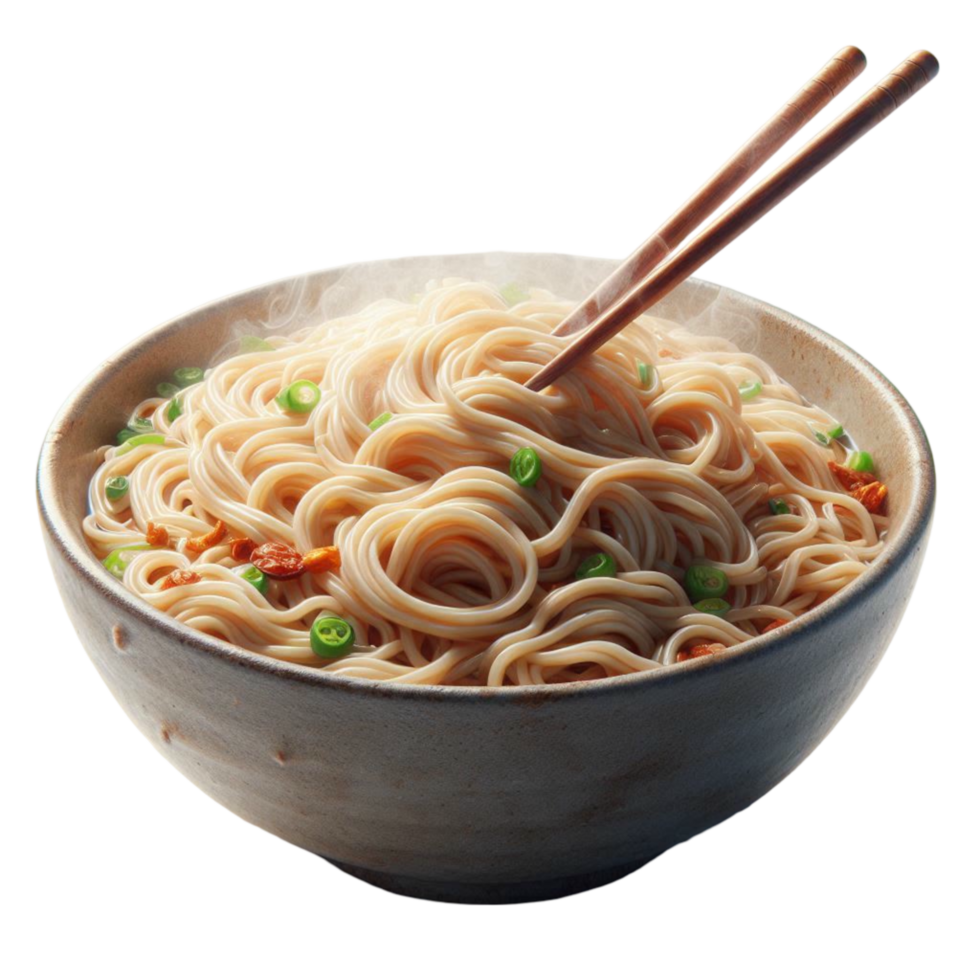 Noodle Soup with Herbs in Bowl png
