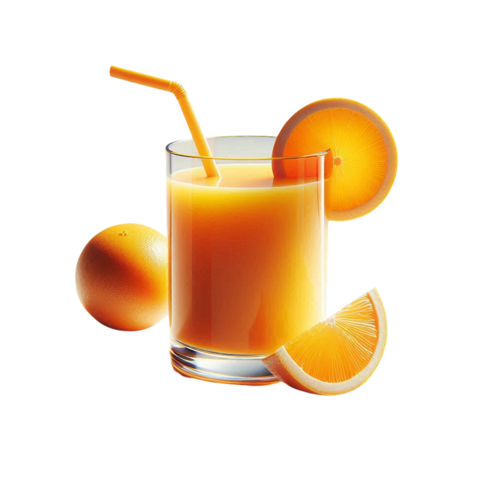 Orange Juice Glass with Triple Orange Slices png