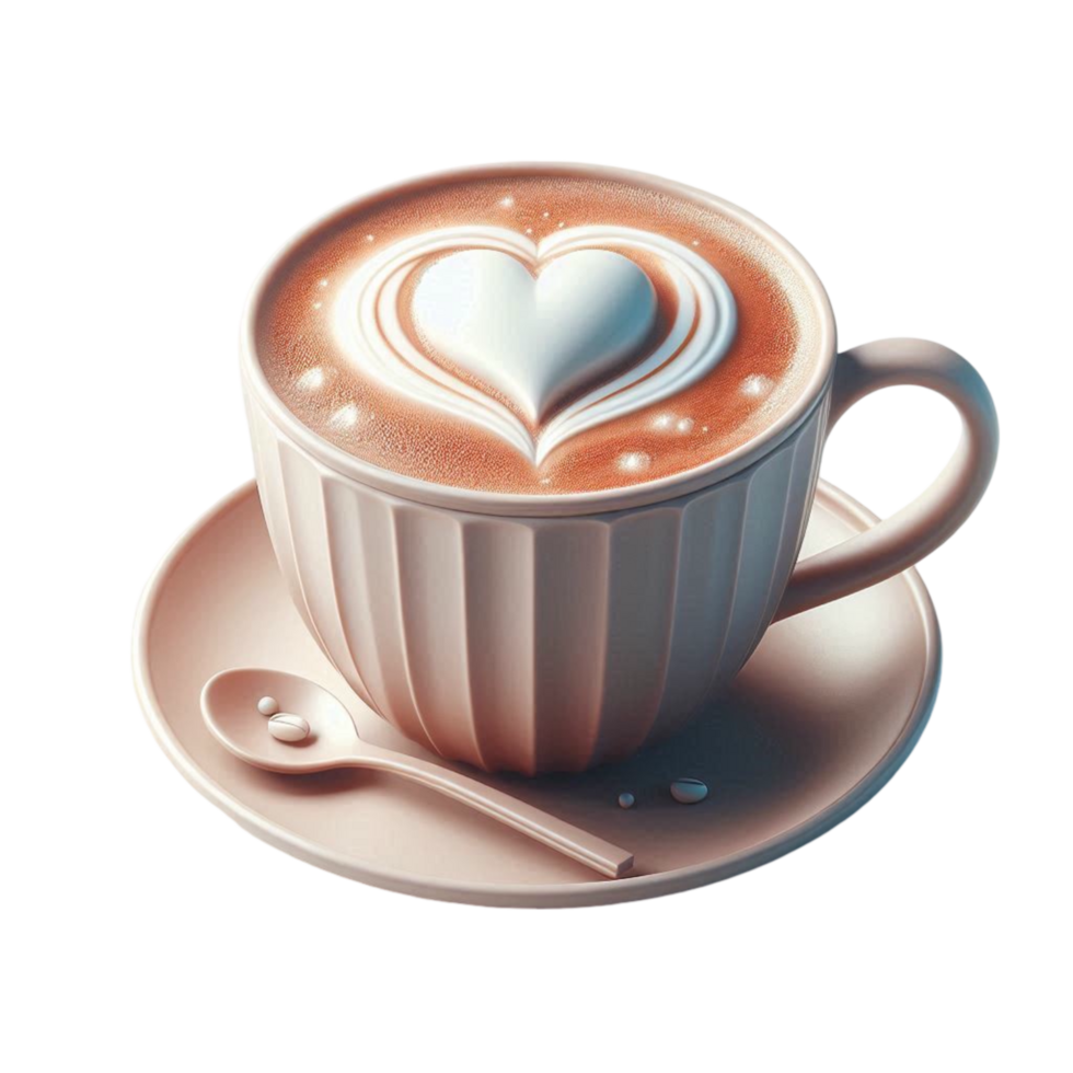 Latte with Heart Art in Cup png