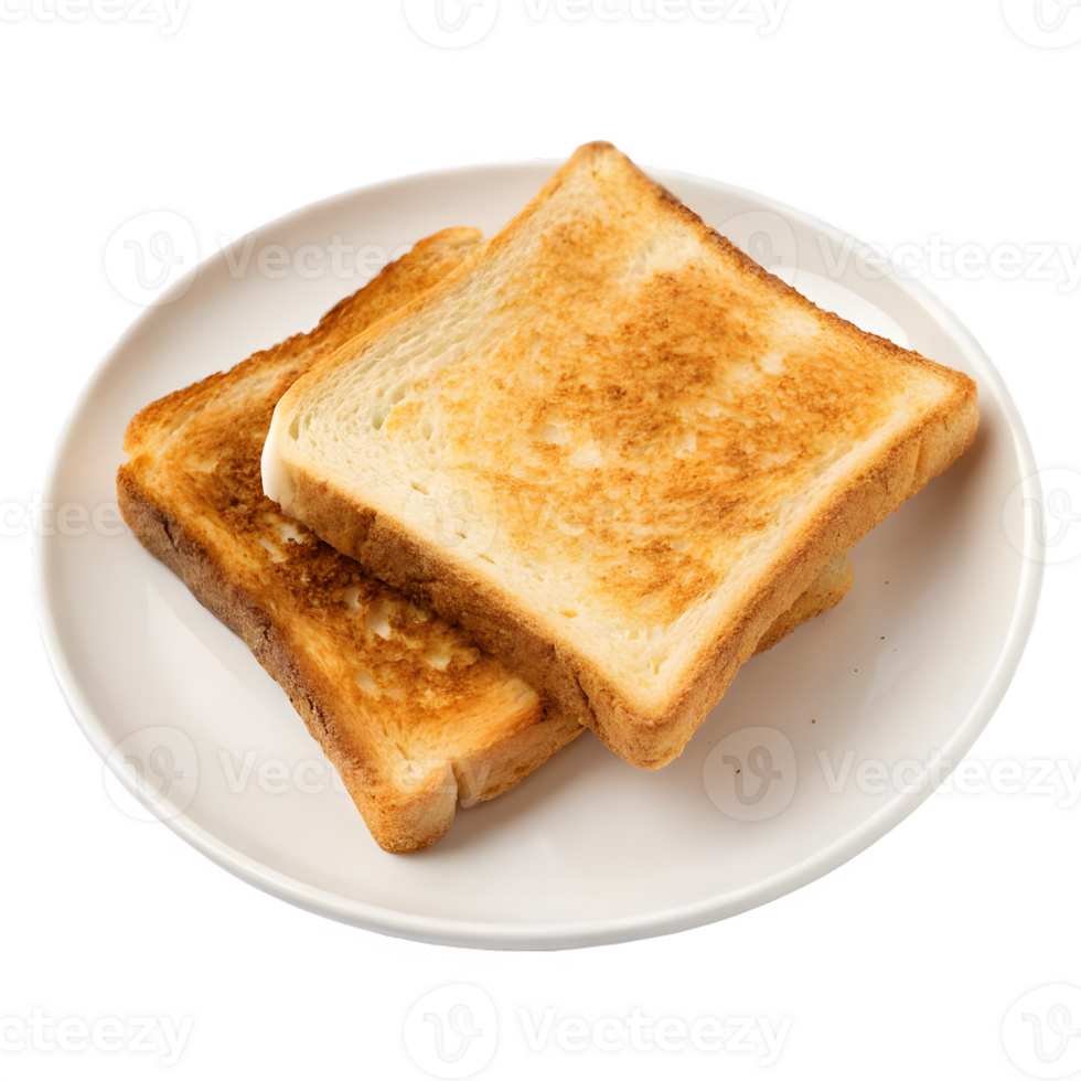 Two slices of toast on a white plate png