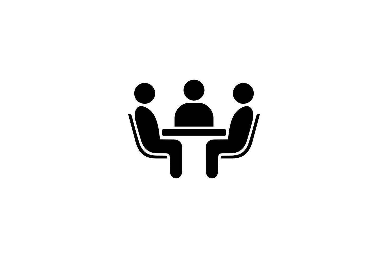 Icon of a Meeting with Three People Around a Table vector