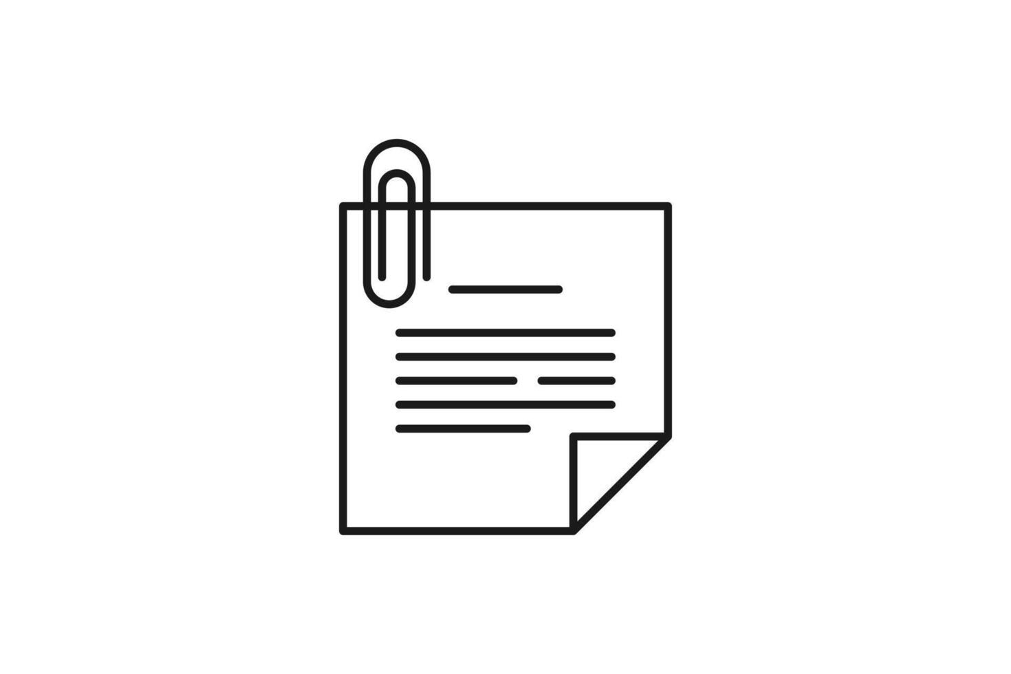 memo with paper clip icon line vector