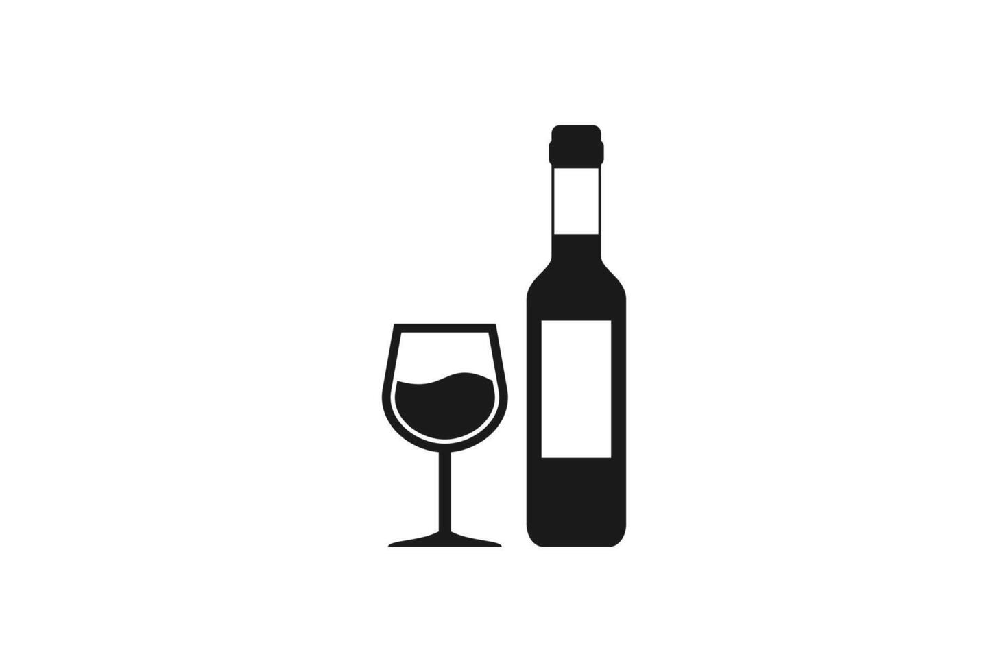 glass of wine and bottle of wine icon vector