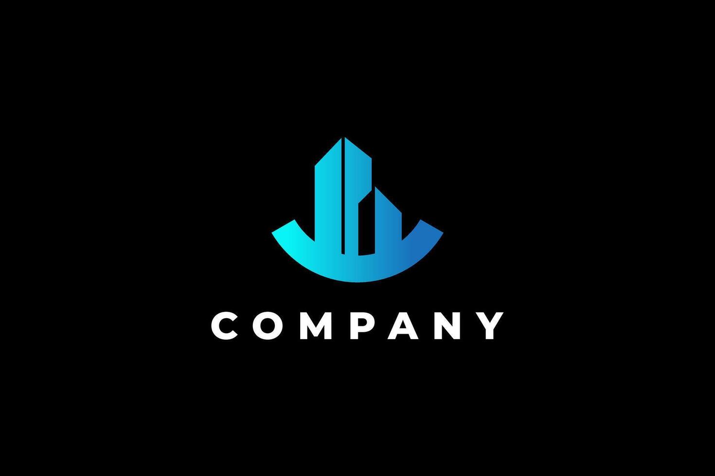 Blue Abstract Building Logo for Company Branding vector
