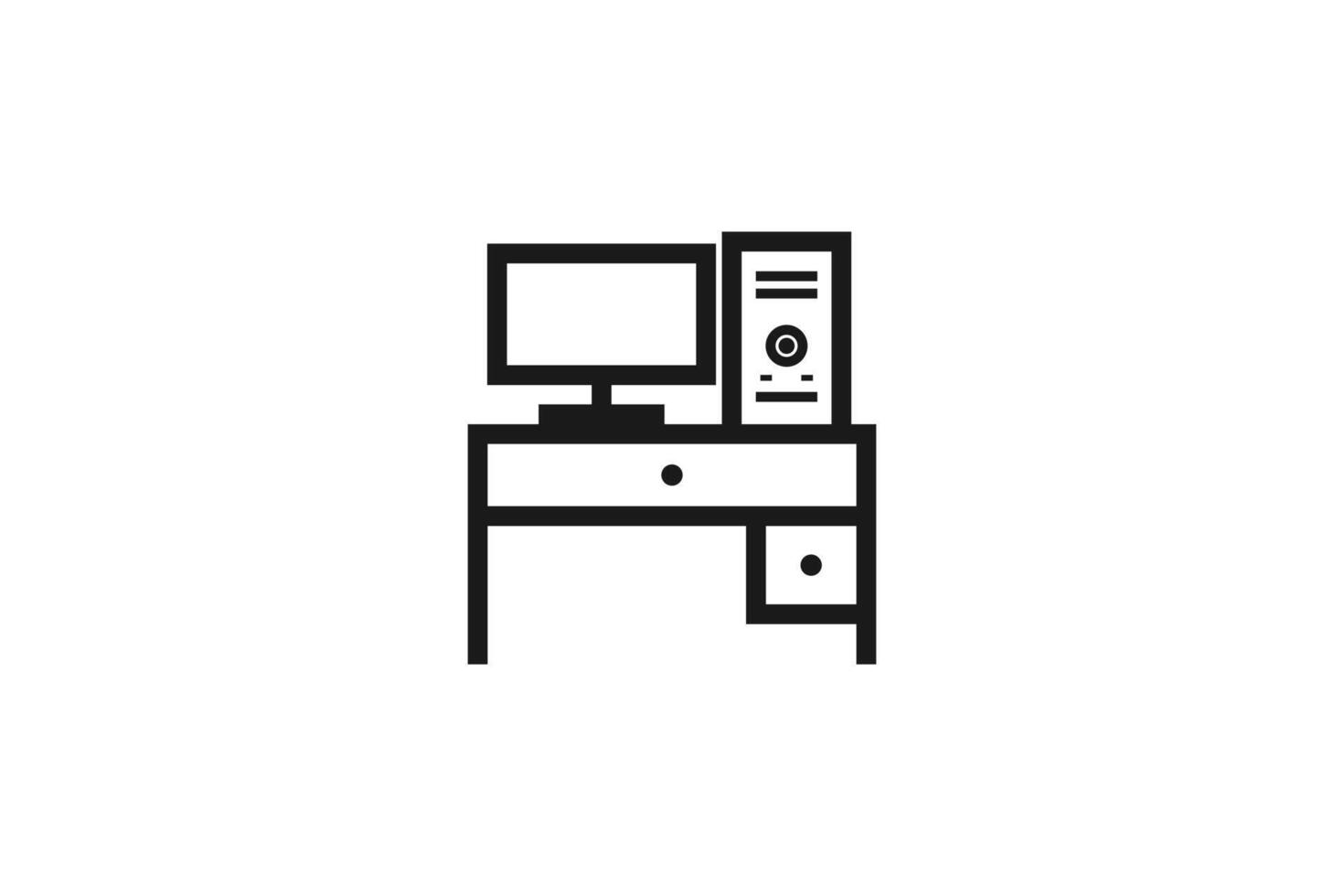 computer desk icon line design vector