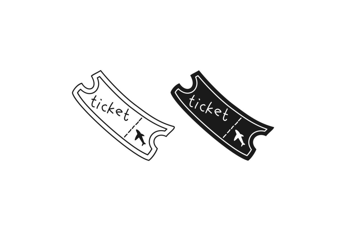Simple Ticket Icon hand drawn outline vector
