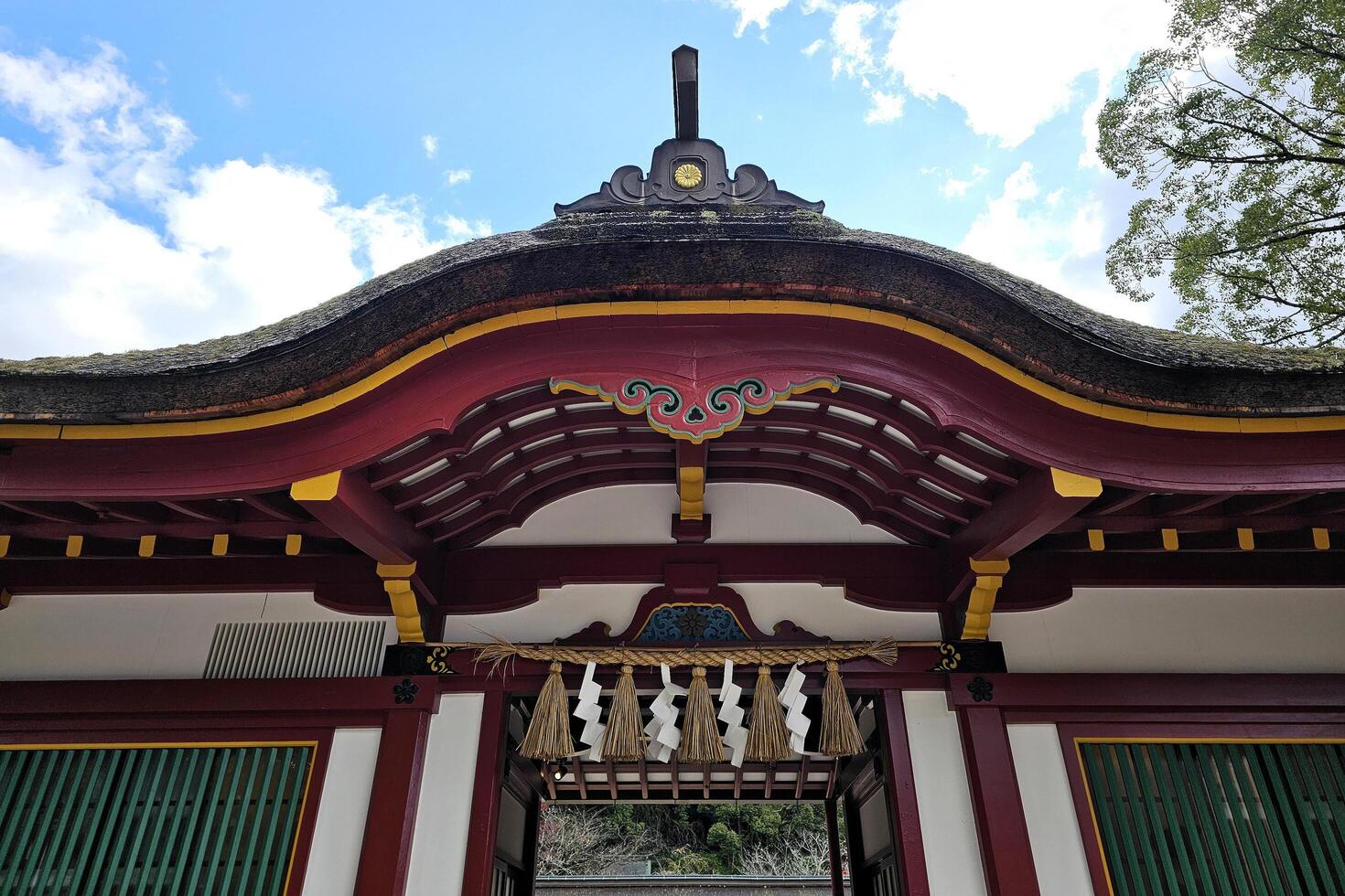 Fukuoka, Japan November 18, 2023 Roof detail of of Dazaifu Tenmangu shrine where is famous landmark of Fukuoka. photo