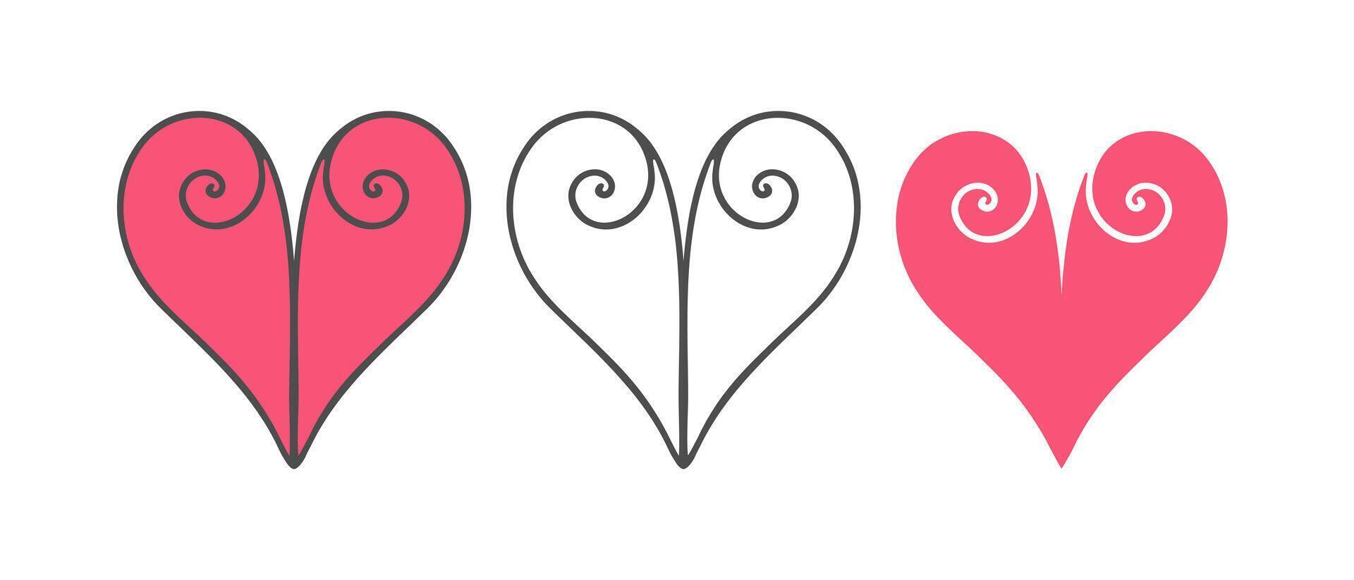 Heart set, love symbol icon set, love lace symbol. isolated on white background. vector