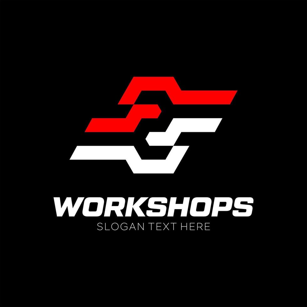 2 workshop keys logo design vector