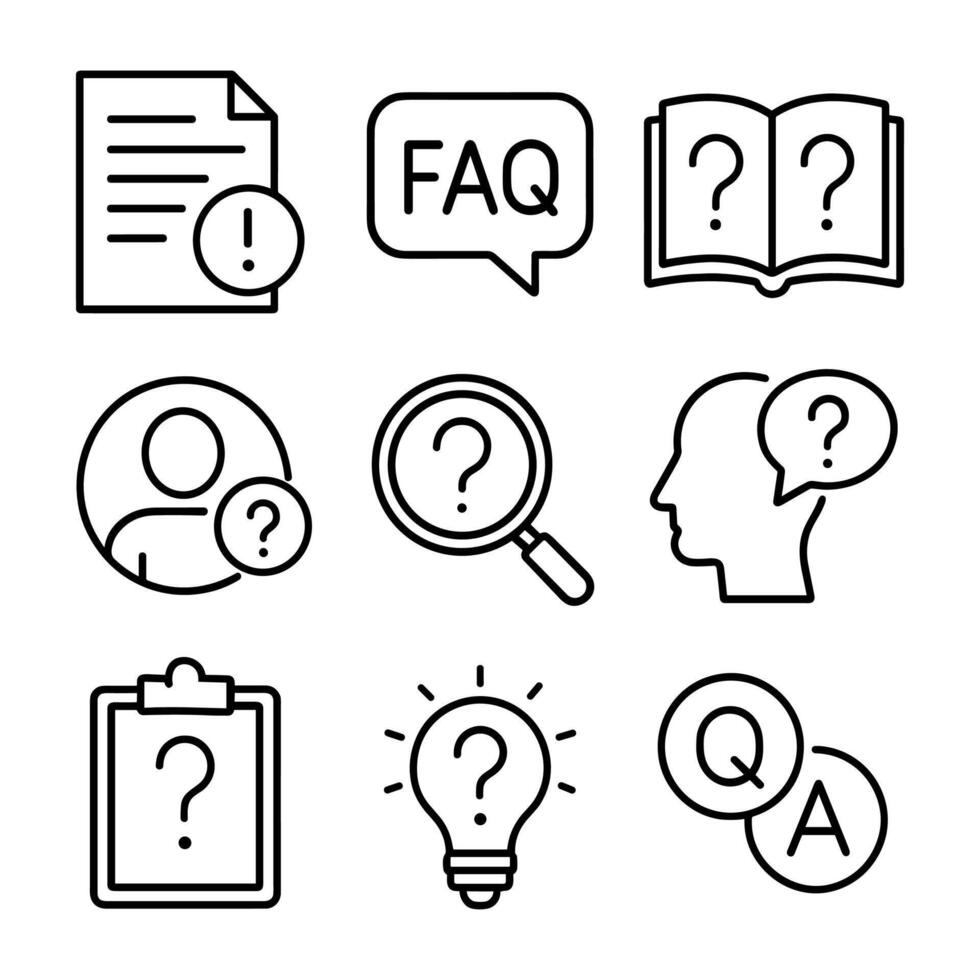 Questions FAQs and problemsolving icons icon illustration element vector