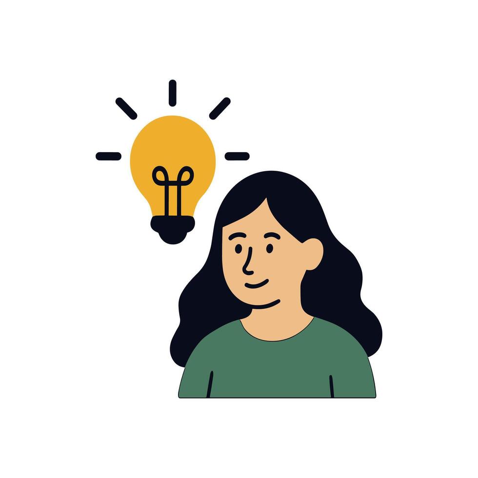 Persons idea illuminates their thinking process illustration design element vector