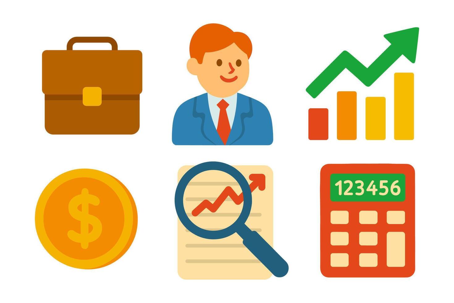 Financial success toolkit charts money and strategy illustration design element vector