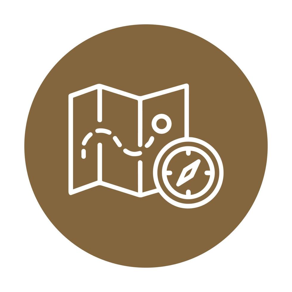Map and compass on brown circle icon illustration element vector
