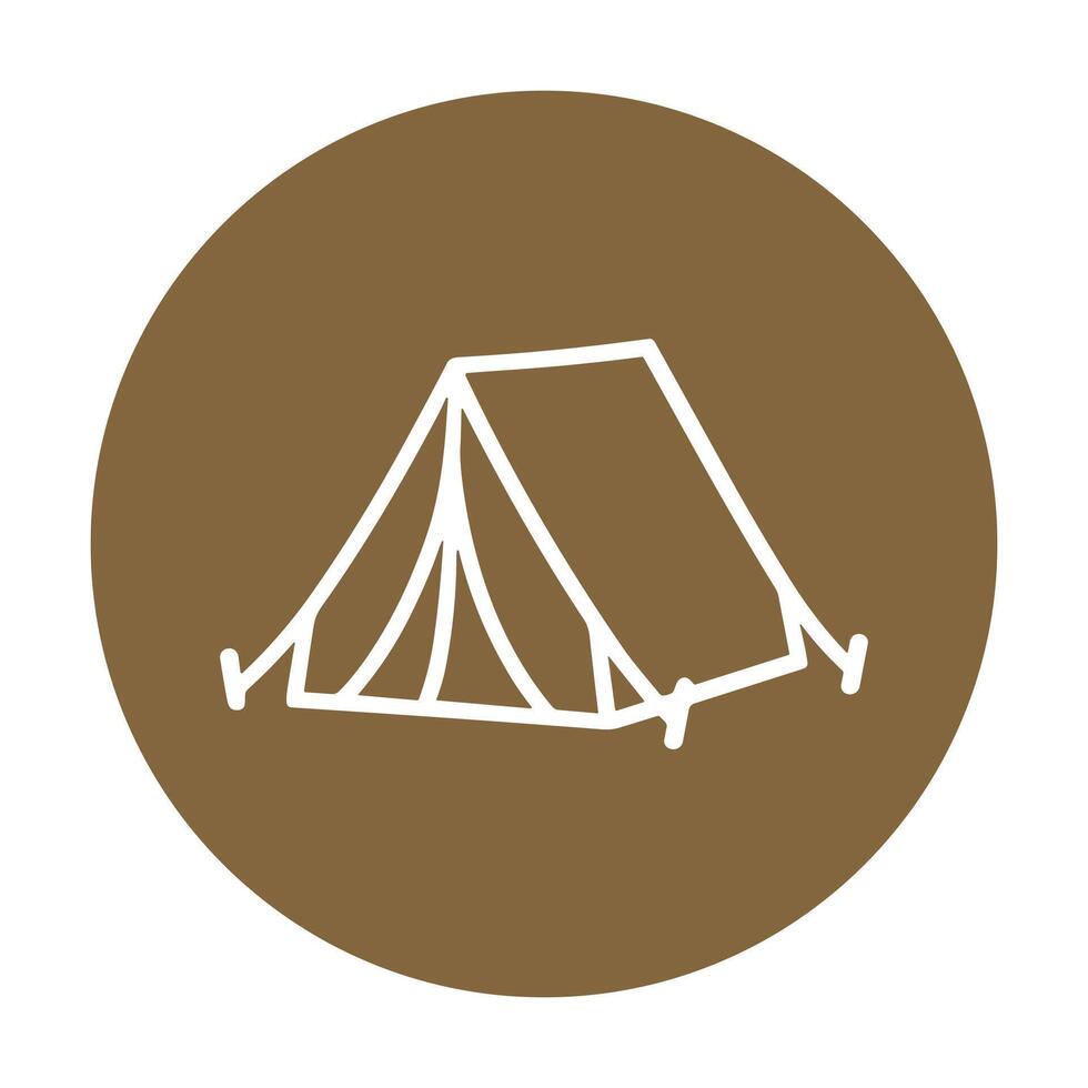 Minimalist tent within a circle emblem icon illustration element vector