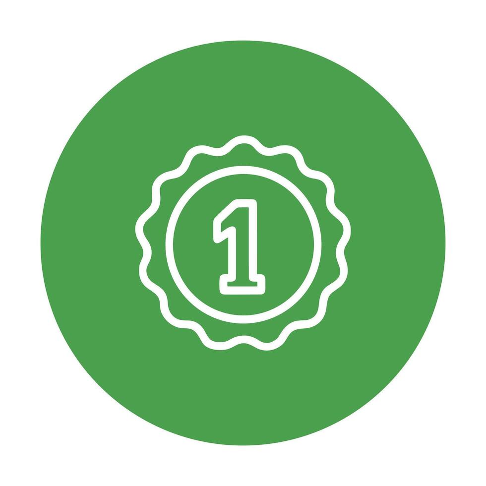 Vibrant green badge Number one icon illustration element vector