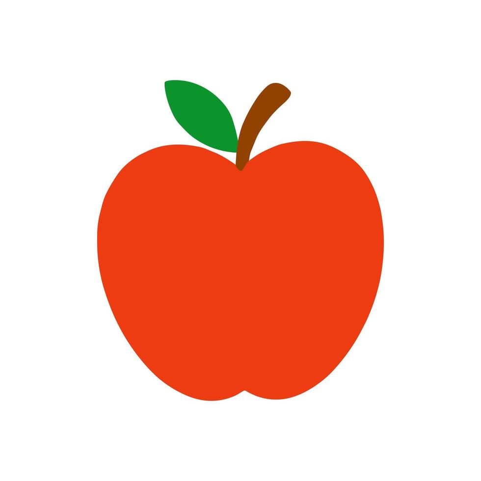 Luscious red apple with a green leaf illustration design element vector
