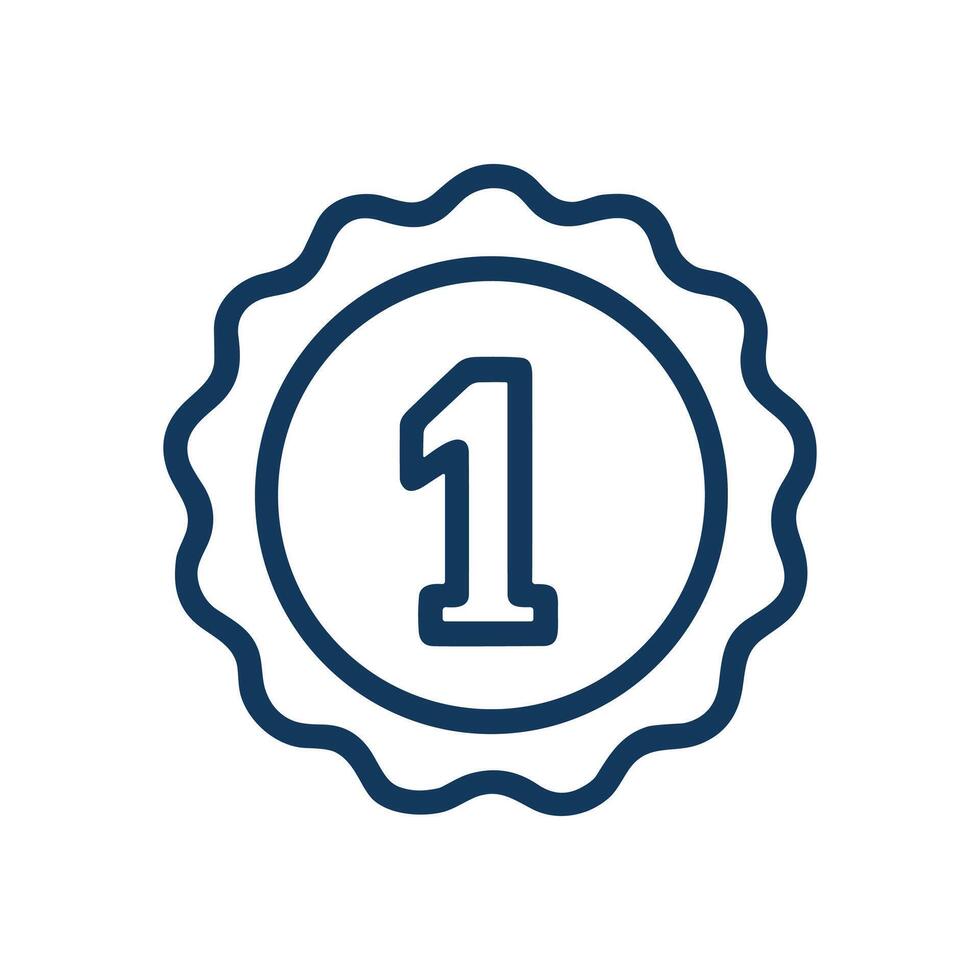 First place badge with scalloped edge illustration design element vector