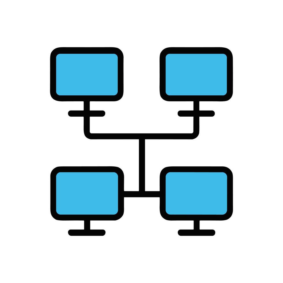 Linked computer displays form a network icon illustration element vector