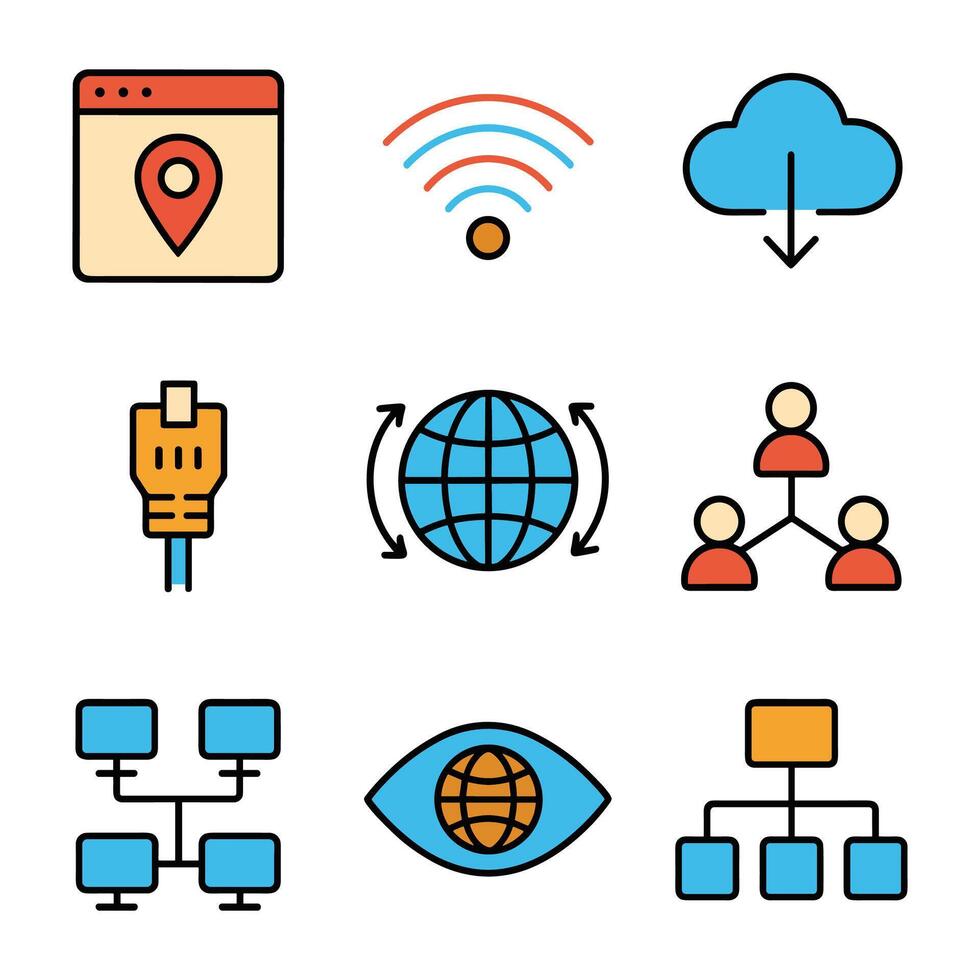 Network icons depict interconnectedness and communication icon illustration element vector