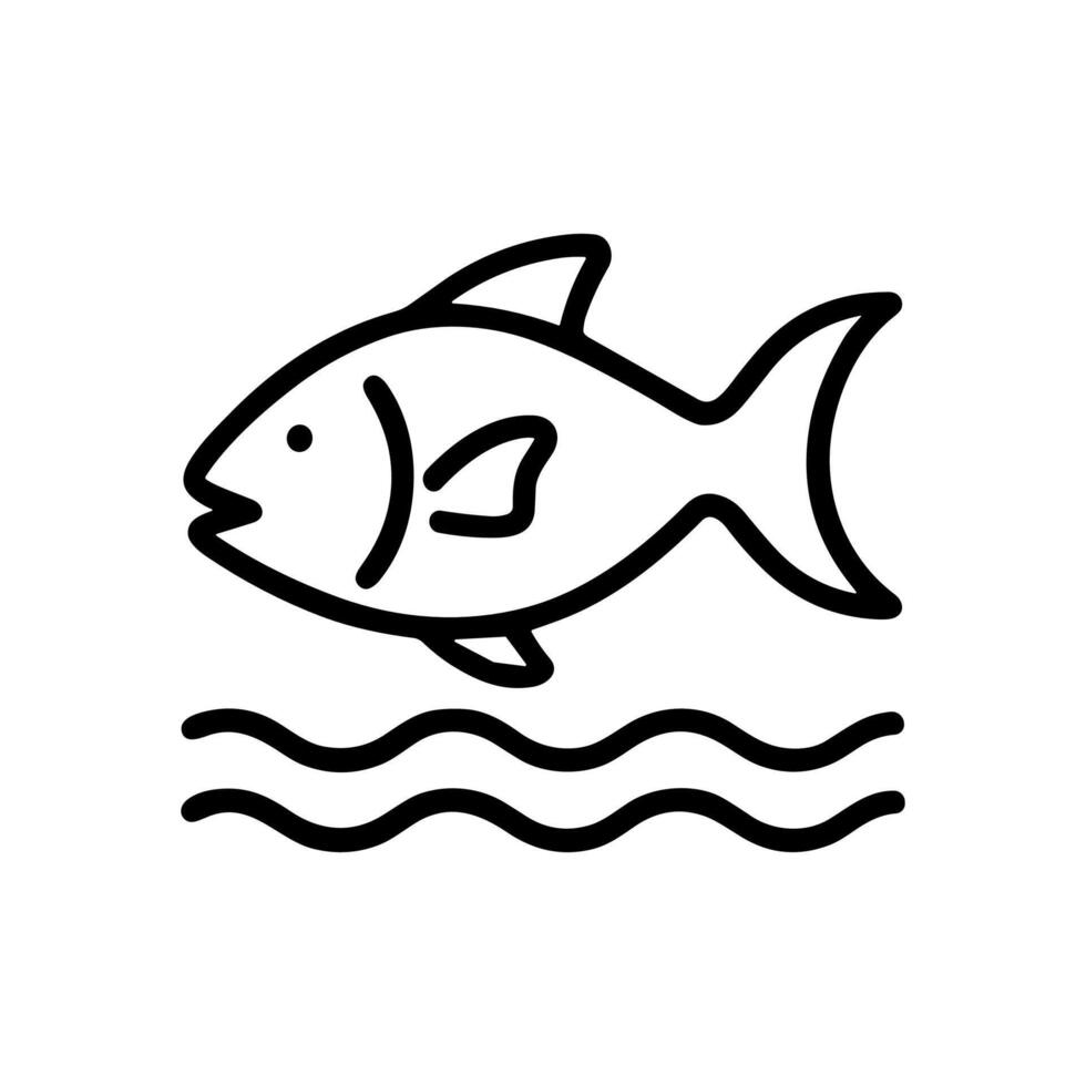 Fish swims above wavy water illustration design element vector