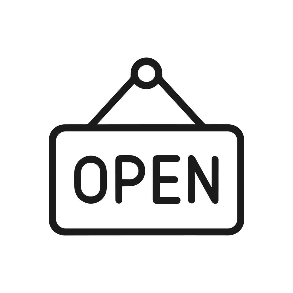 Open sign Black outline illustration design element vector